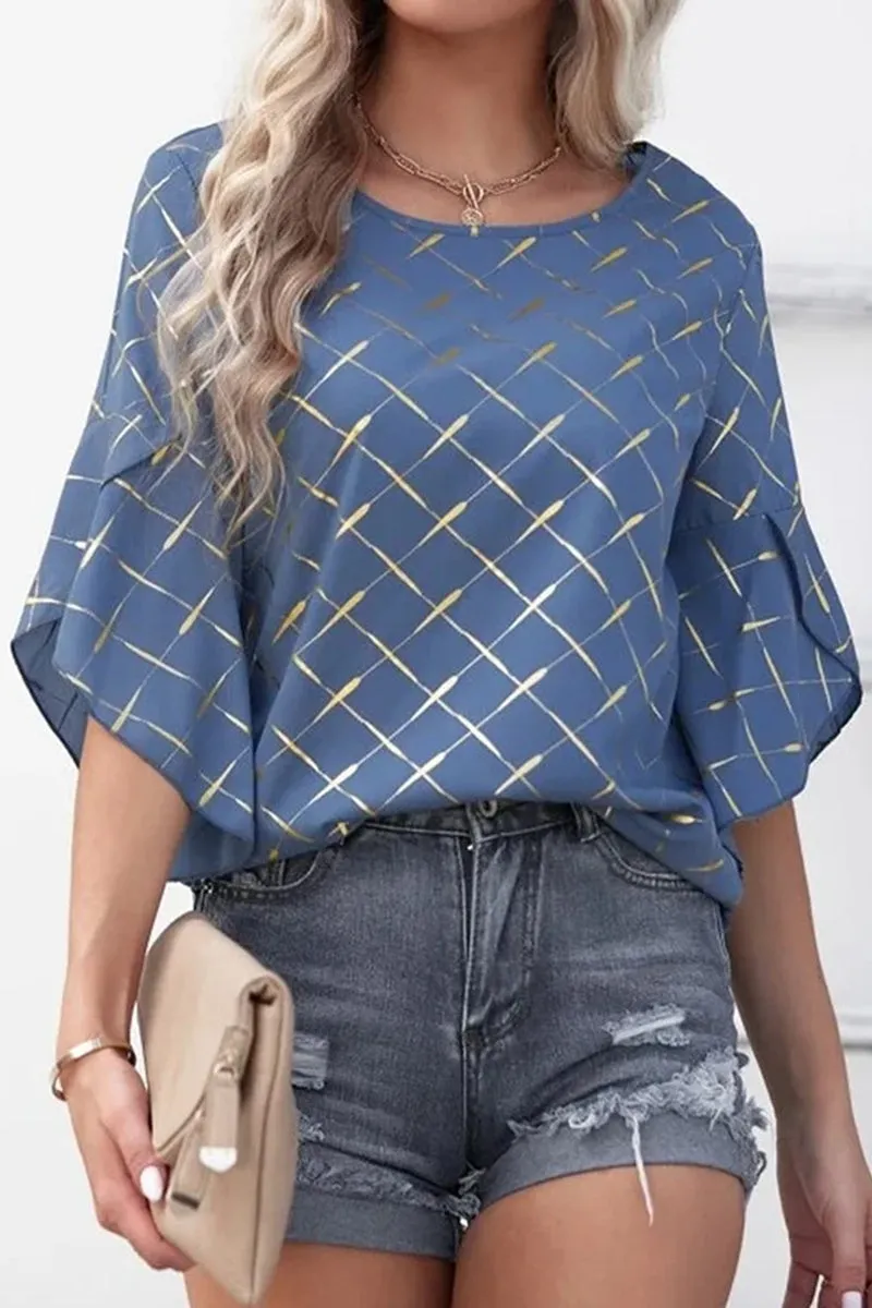 Casual Daily Striped Patchwork O Neck T-Shirts(6 Colors)