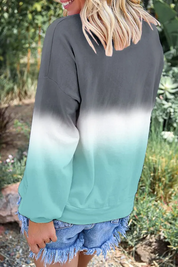 Casual Gradual Change Basic Contrast O Neck Tops（12 colors）