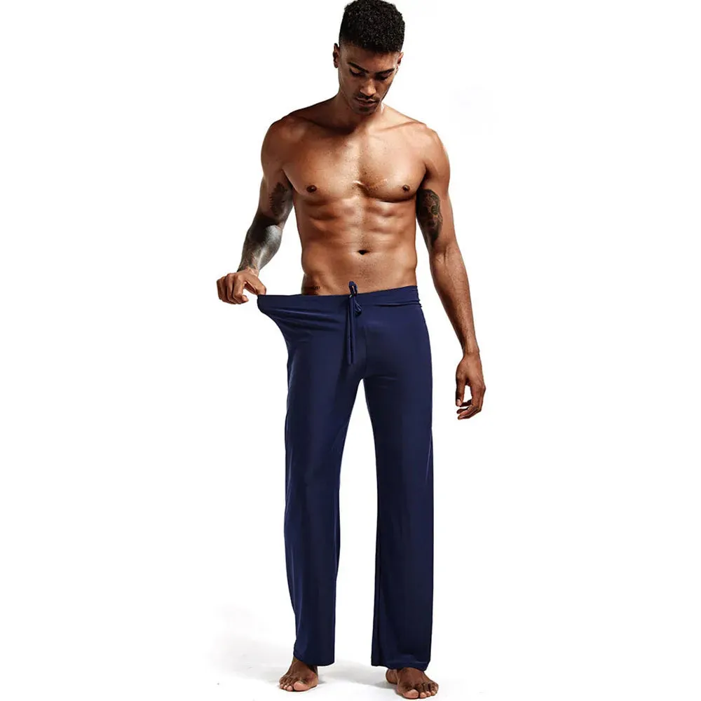 Casual Ice Silk Drawstring Pants – Mid-Waist Loose Fit Solid Color