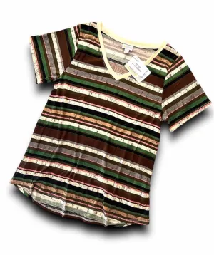 Christy T - Burgundy Olive Grey Stripe