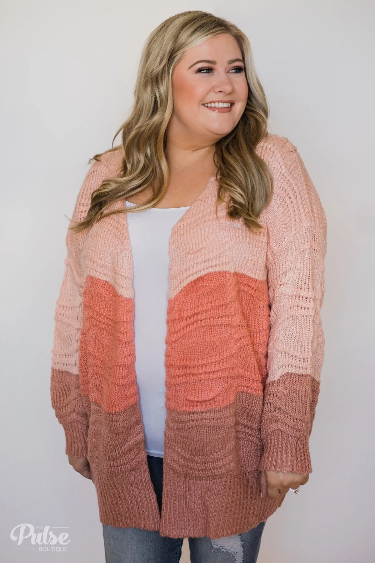 Chunky Knitted Cardigan- Shades of Pink