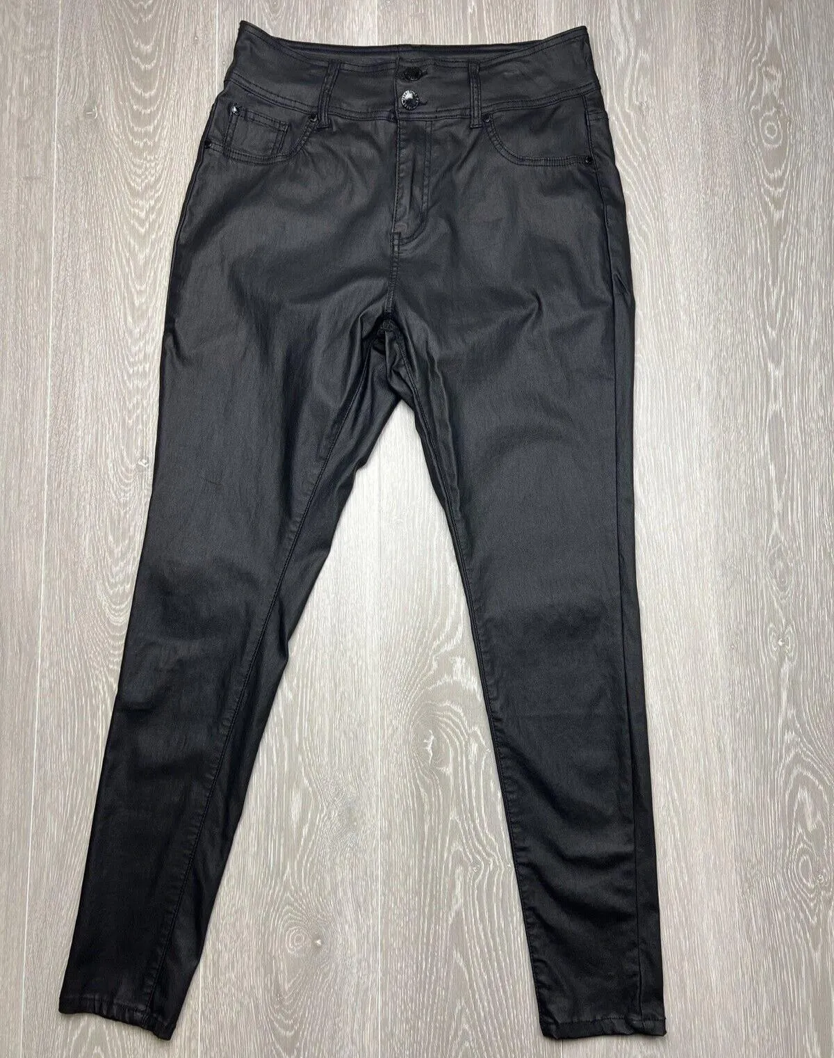 City Chic Womens Faux Leather Skylar Skinny High Rise Stretch Pants Size 14S