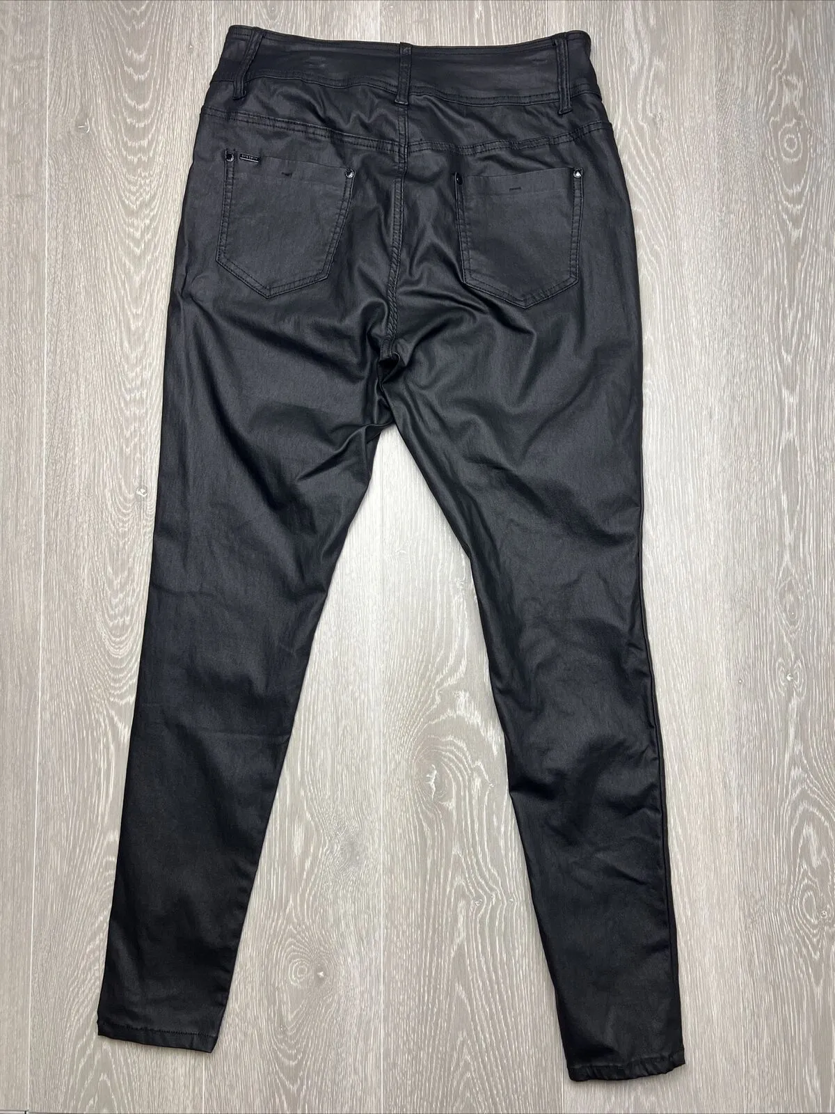 City Chic Womens Faux Leather Skylar Skinny High Rise Stretch Pants Size 14S