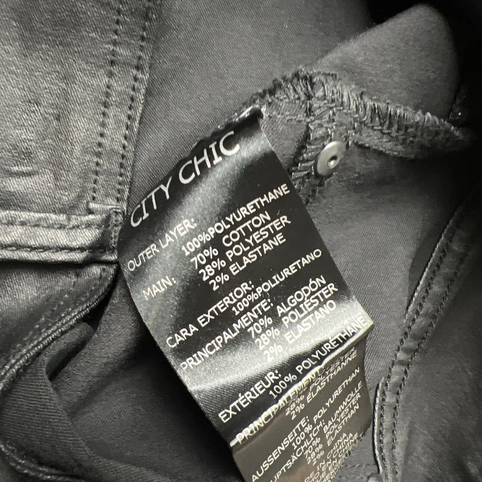 City Chic Womens Faux Leather Skylar Skinny High Rise Stretch Pants Size 14S