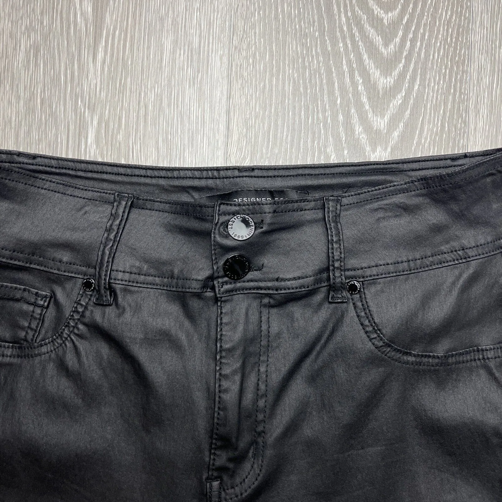 City Chic Womens Faux Leather Skylar Skinny High Rise Stretch Pants Size 14S