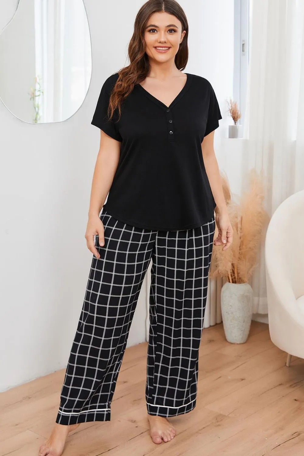 Comfy Plus Size V-Neck Lounge Set