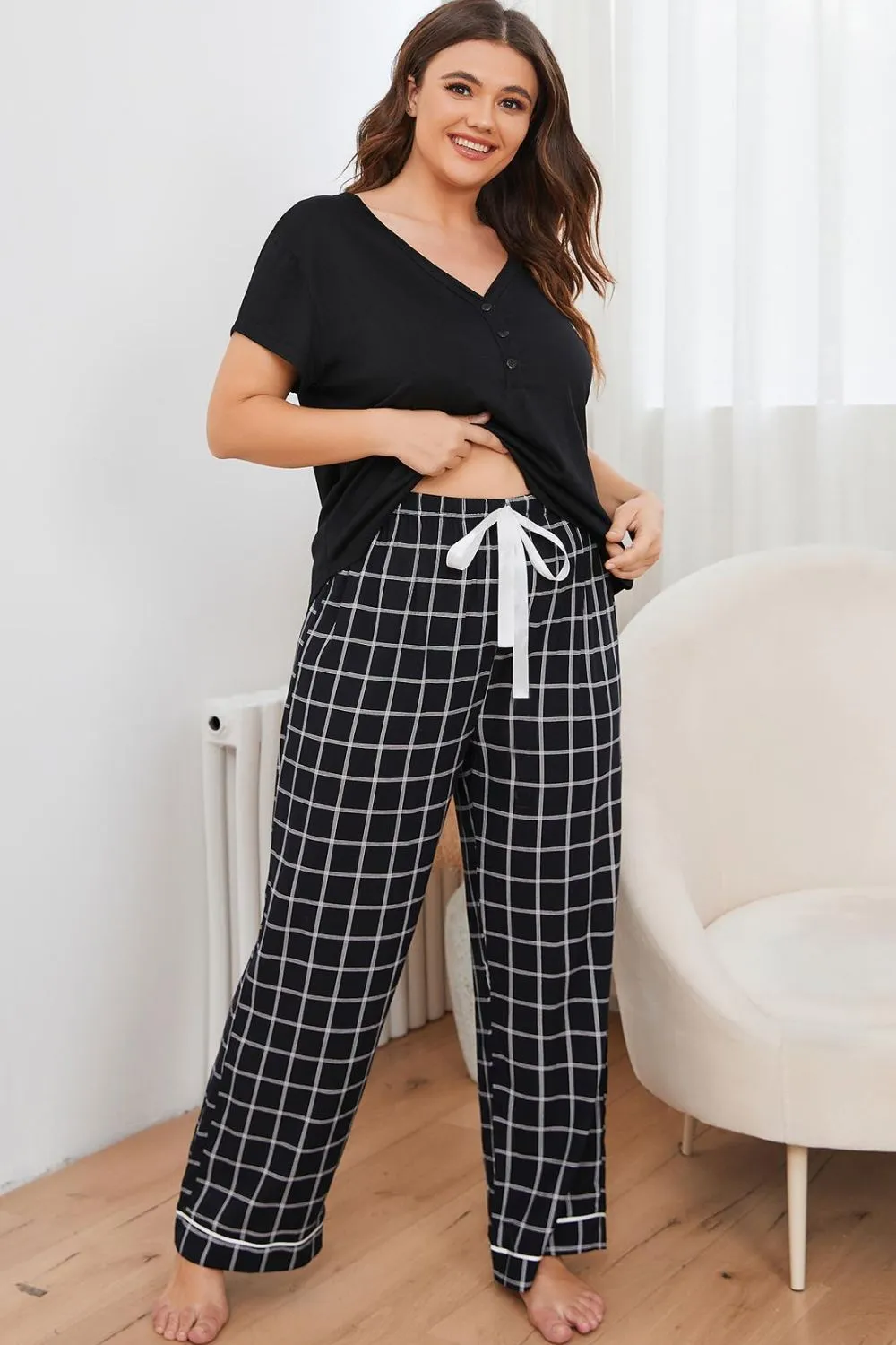 Comfy Plus Size V-Neck Lounge Set
