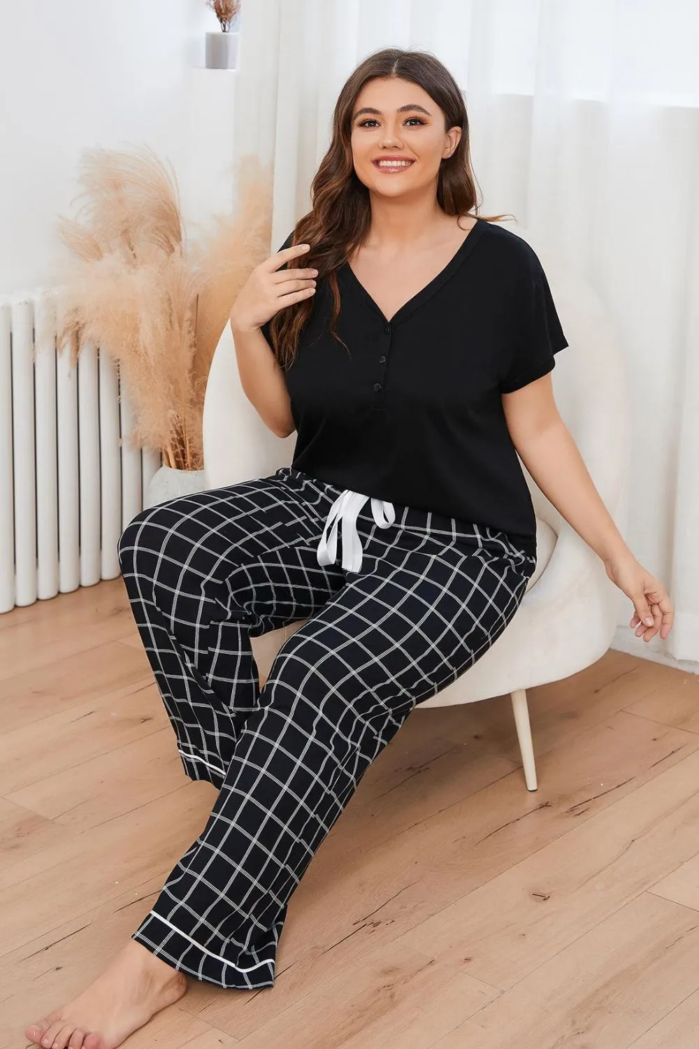 Comfy Plus Size V-Neck Lounge Set