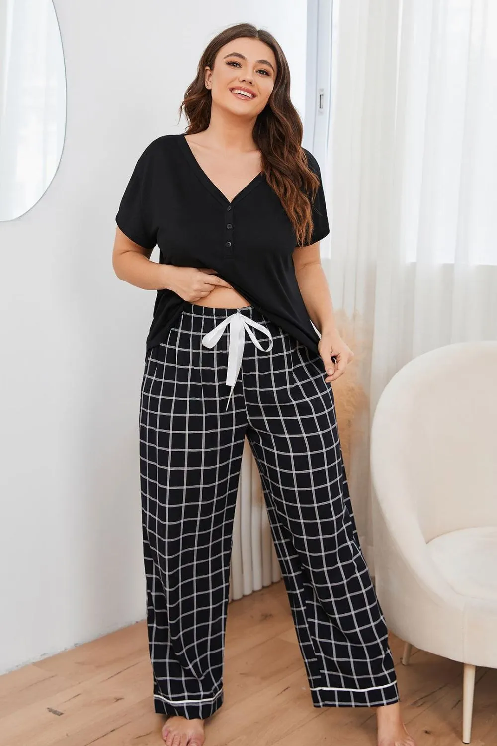 Comfy Plus Size V-Neck Lounge Set