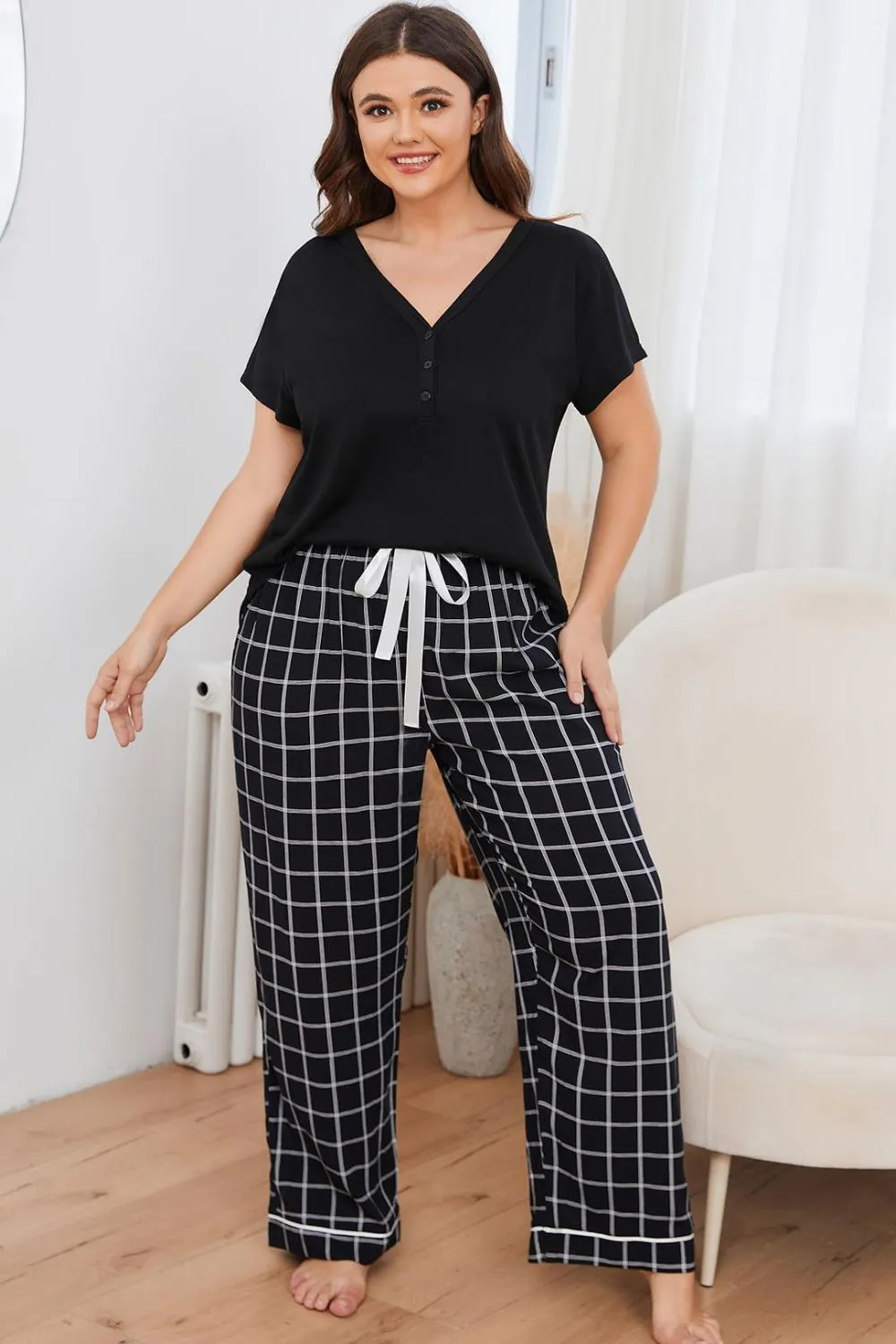 Comfy Plus Size V-Neck Lounge Set