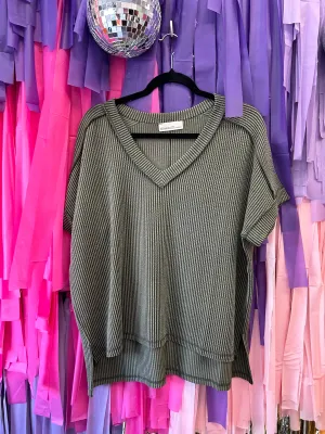 Common Sense Ribbed Top: Olive