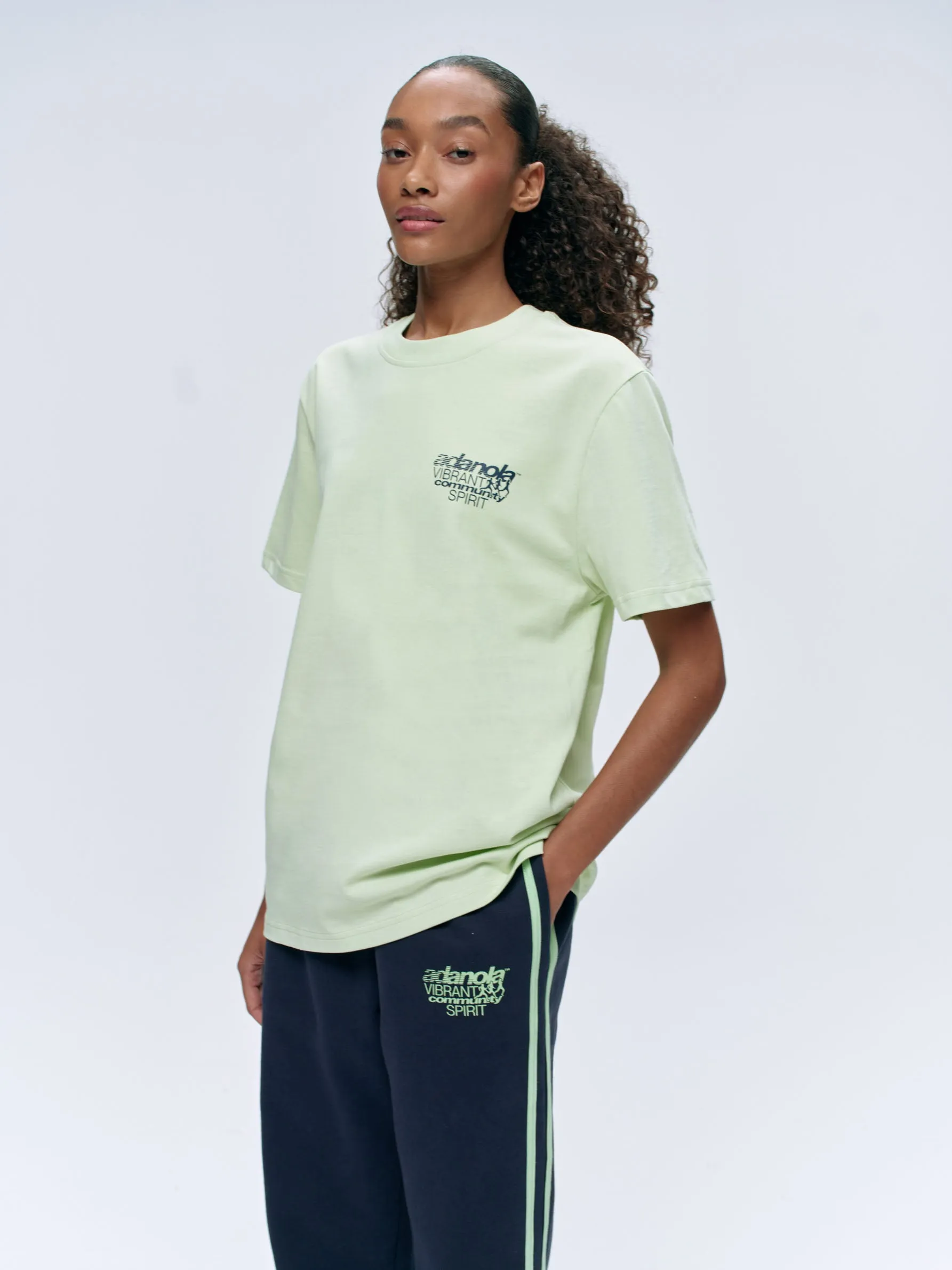 Community Spirit Short Sleeve Oversized T-shirt - Mint Green/Navy Blue