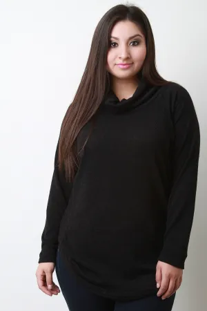 Cowl Neck Ribbed Under Sides Top