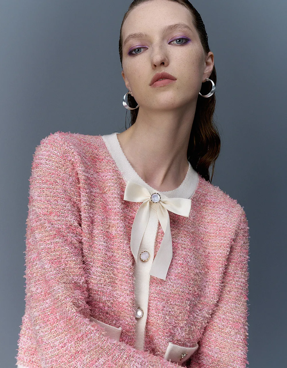 Crew Neck Knitted Cardigan