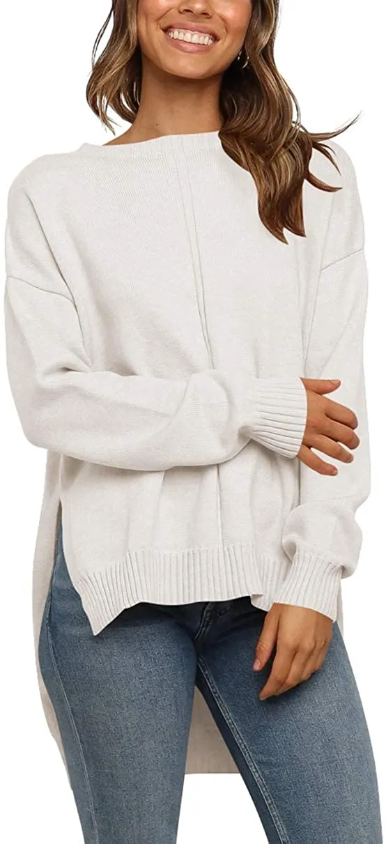 Crewneck Side Split Sweater