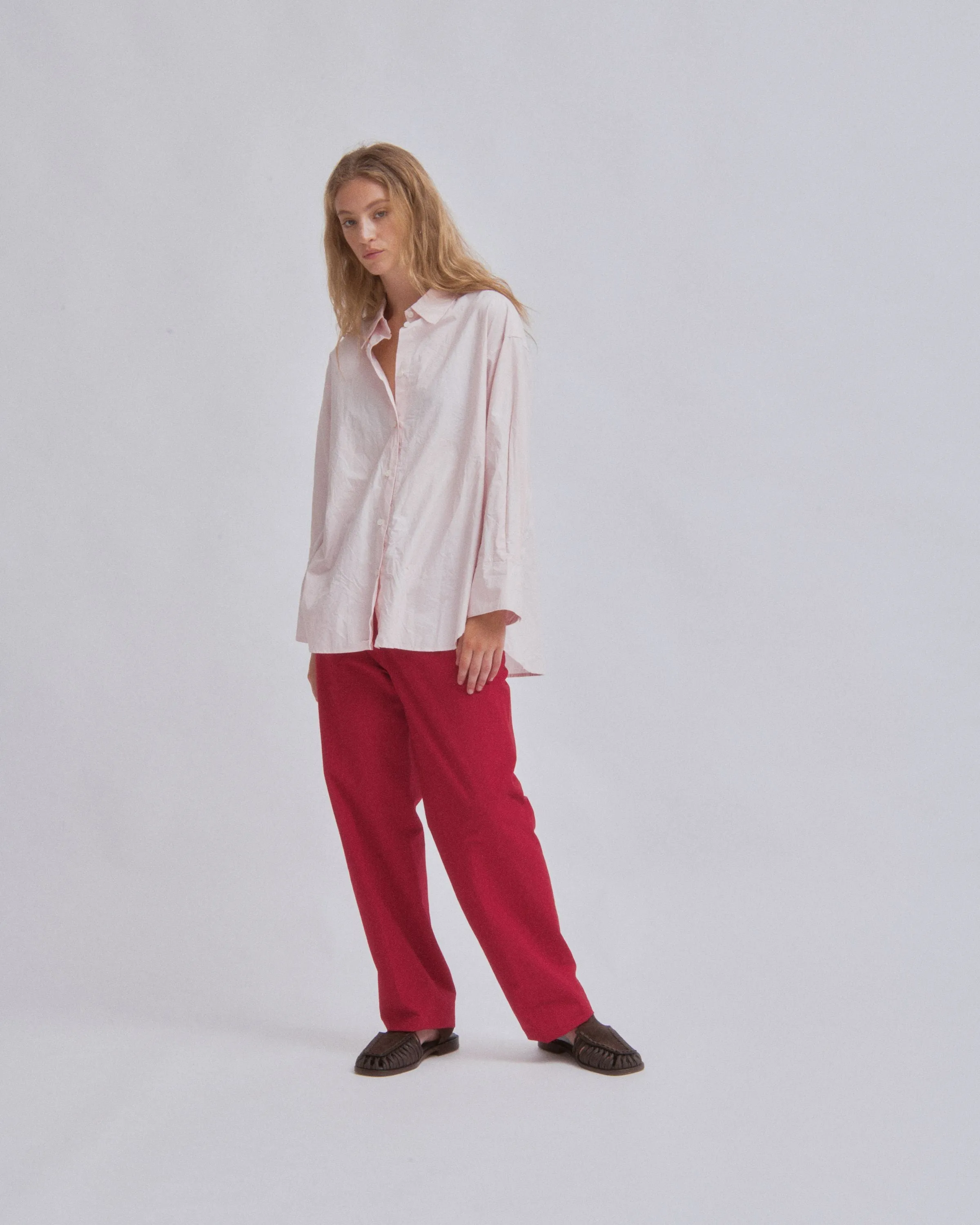 Crinkled Oversized Shirt in Ice Pink