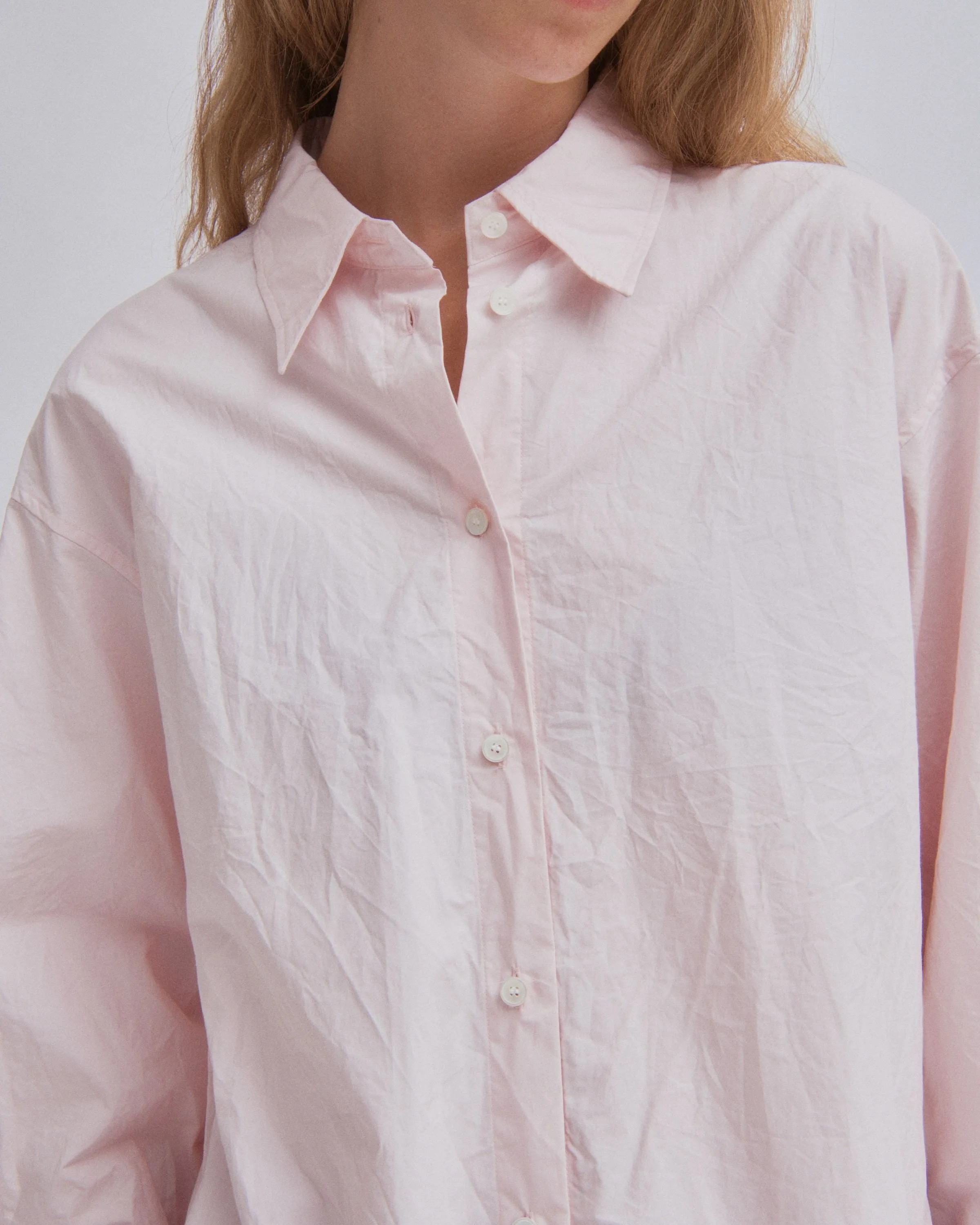 Crinkled Oversized Shirt in Ice Pink