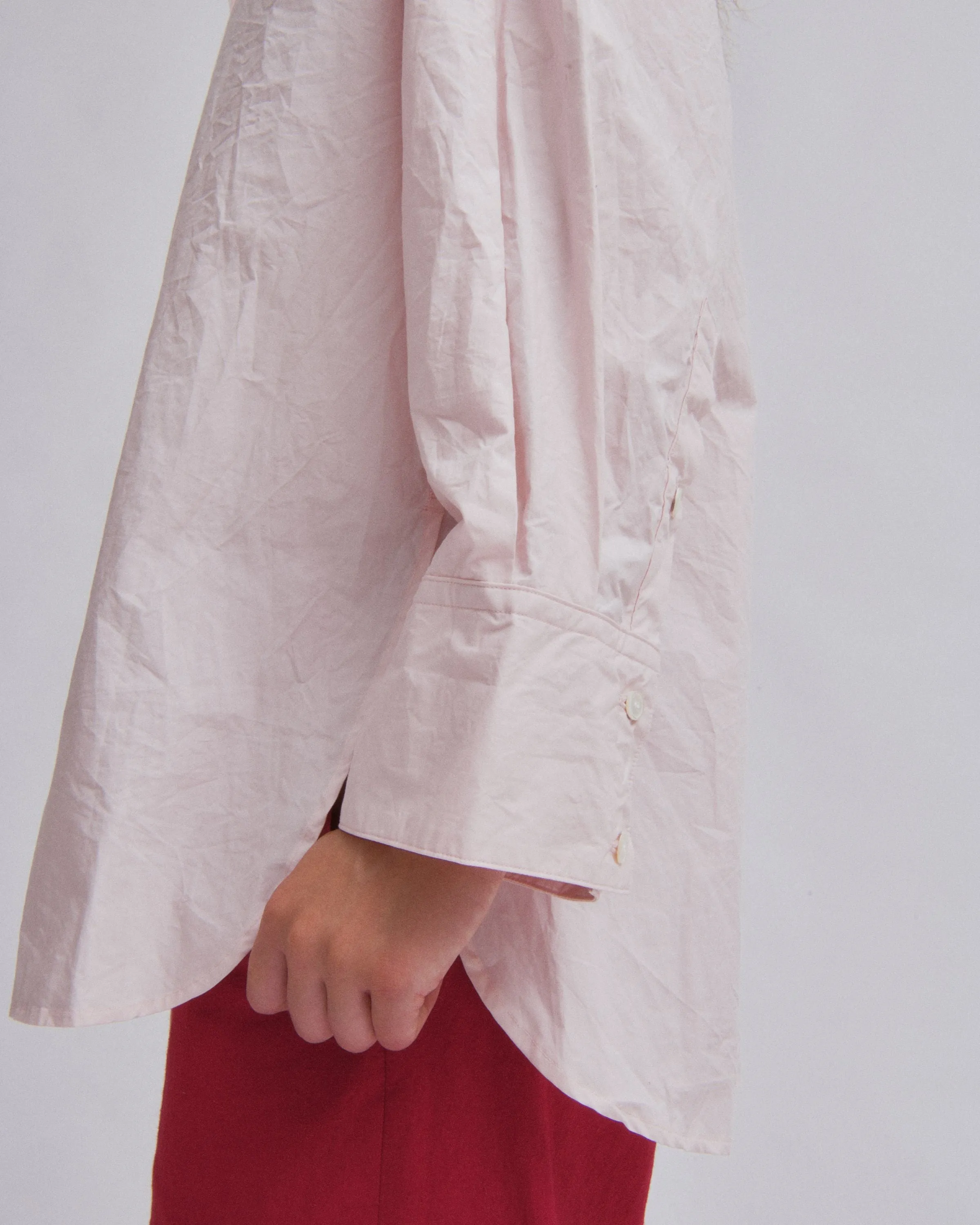 Crinkled Oversized Shirt in Ice Pink