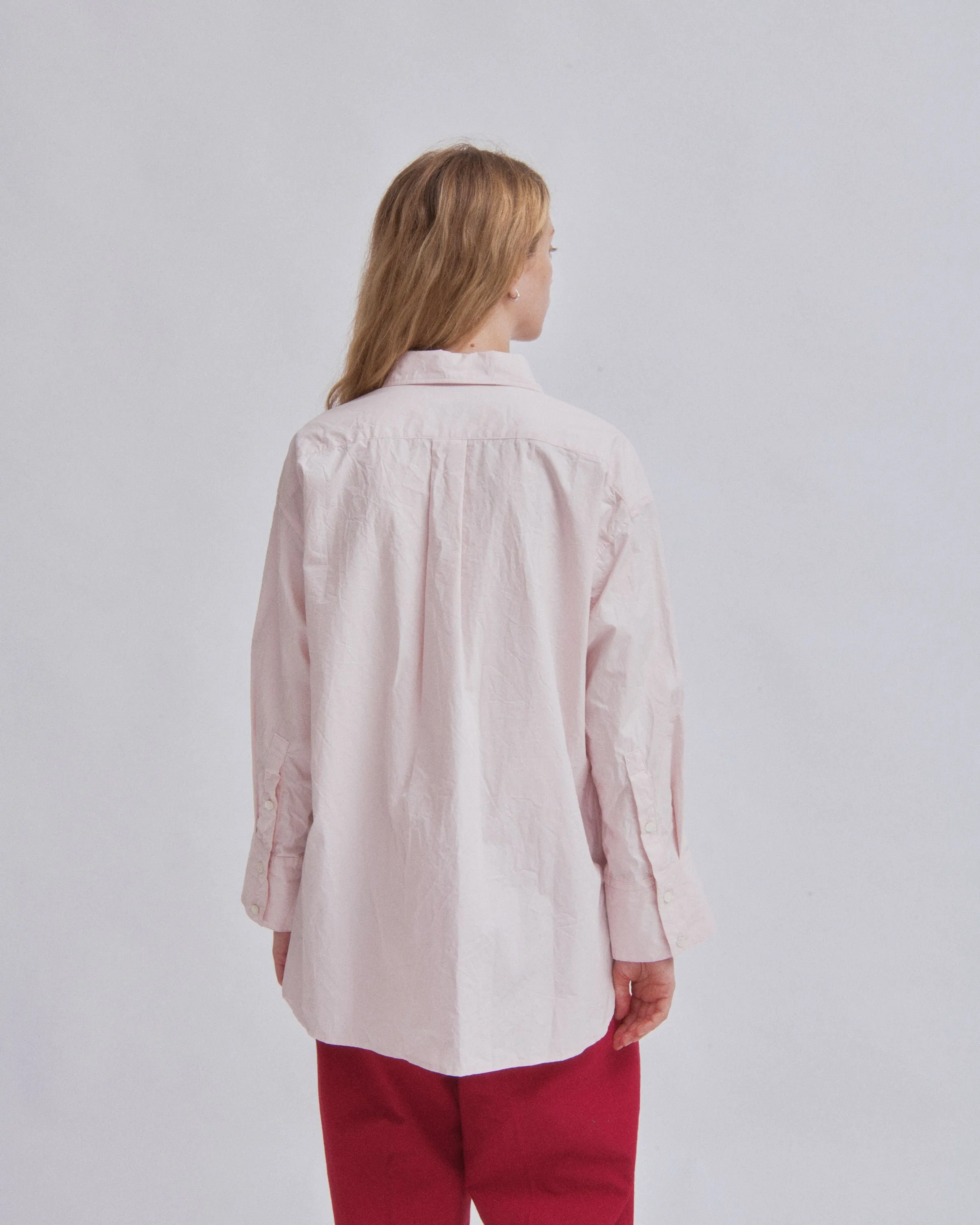 CRINKLED OVERSIZED SHIRT IN ICE PINK