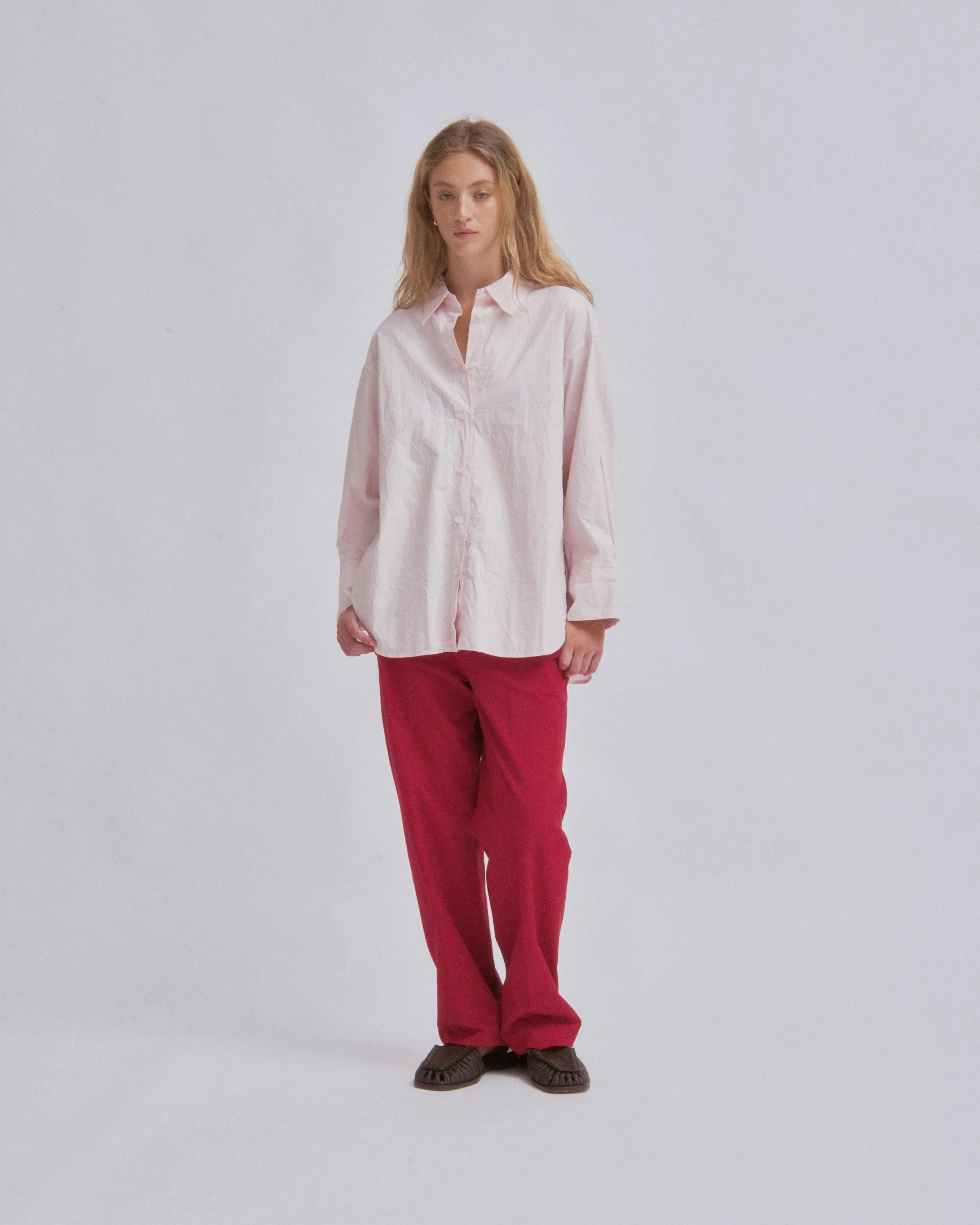 Crinkled Oversized Shirt in Ice Pink