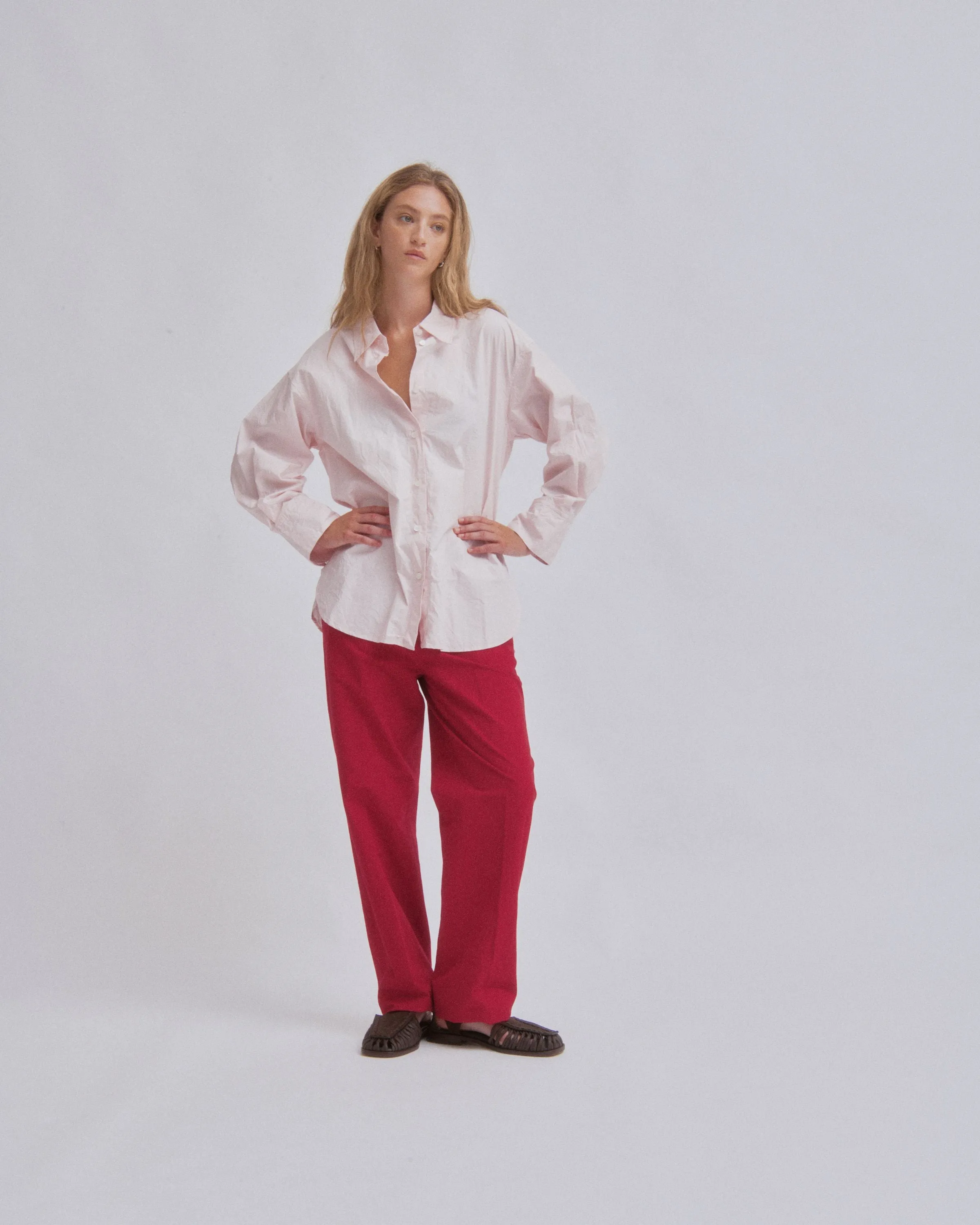 Crinkled Oversized Shirt in Ice Pink