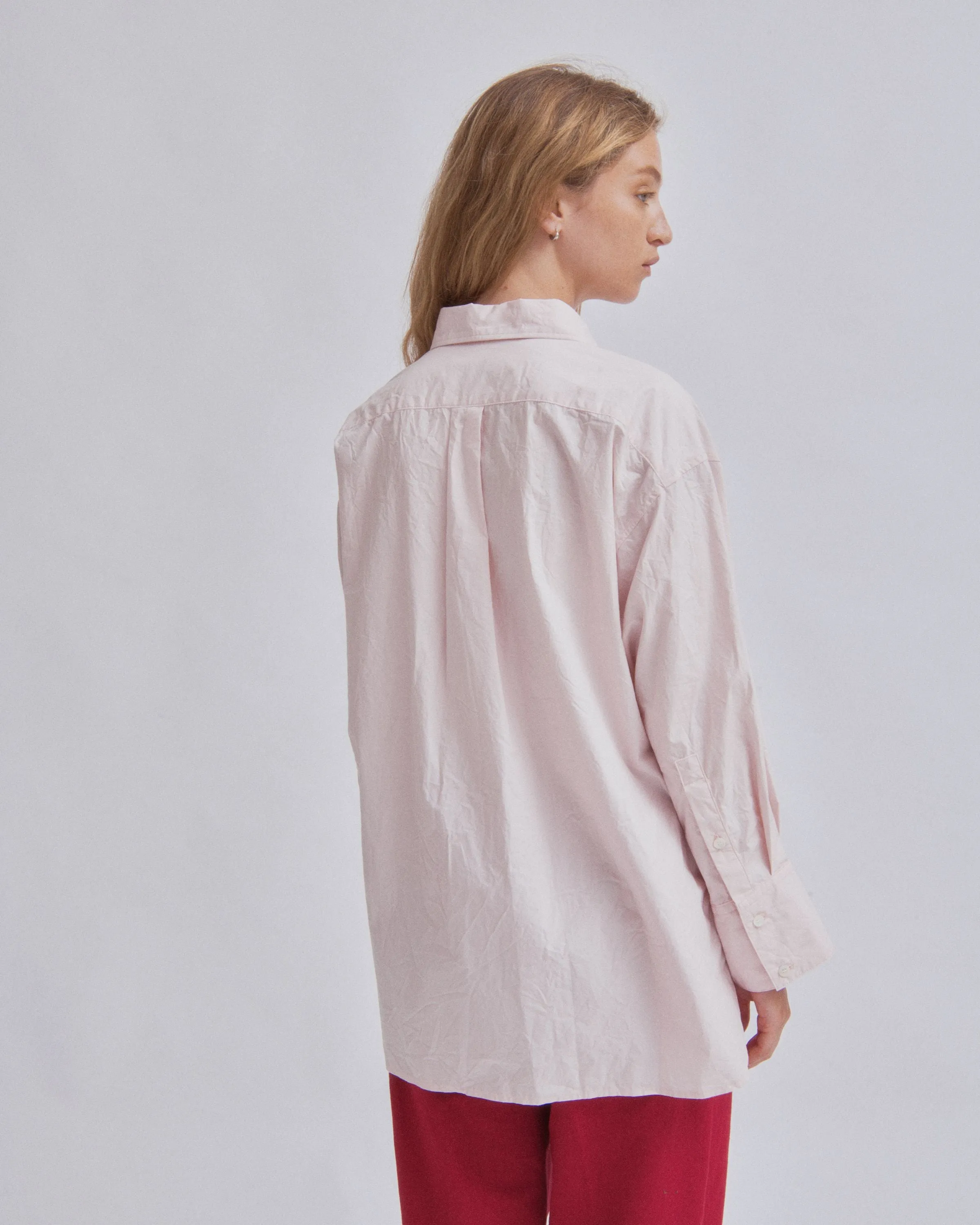 Crinkled Oversized Shirt in Ice Pink