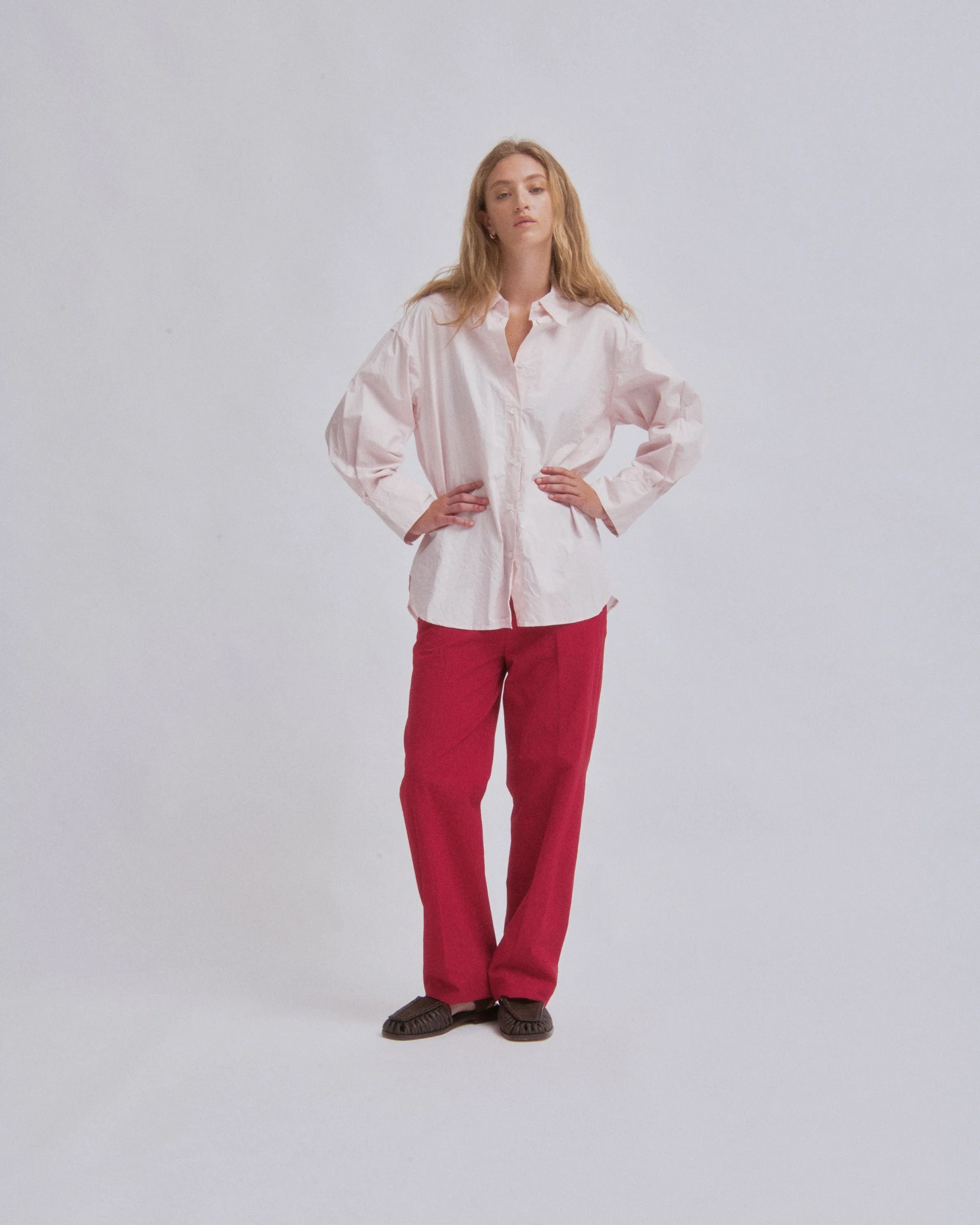 Crinkled Oversized Shirt in Ice Pink