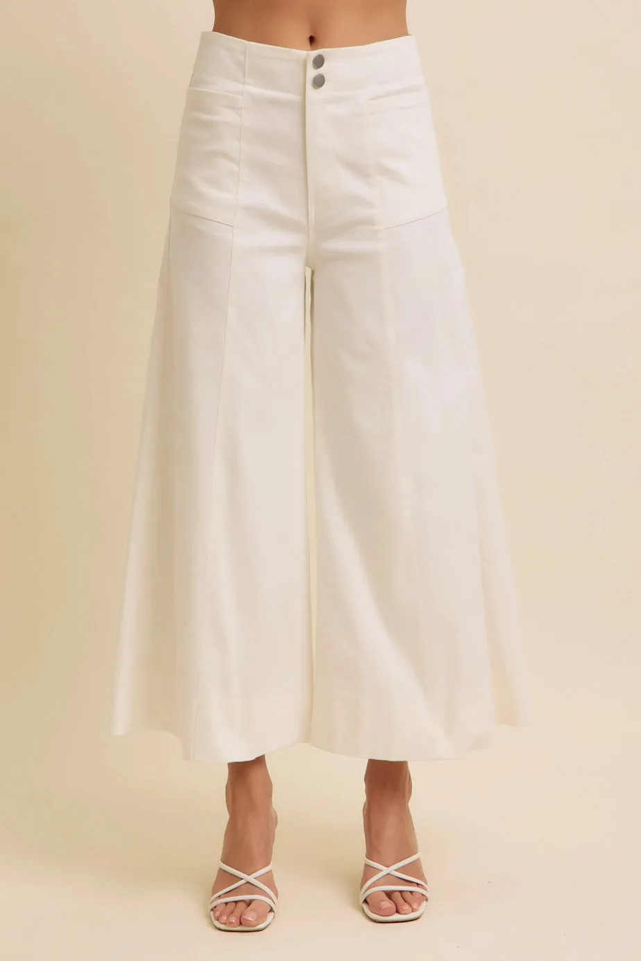 Cropped Wide Leg Stretchy High Waisted Pants
