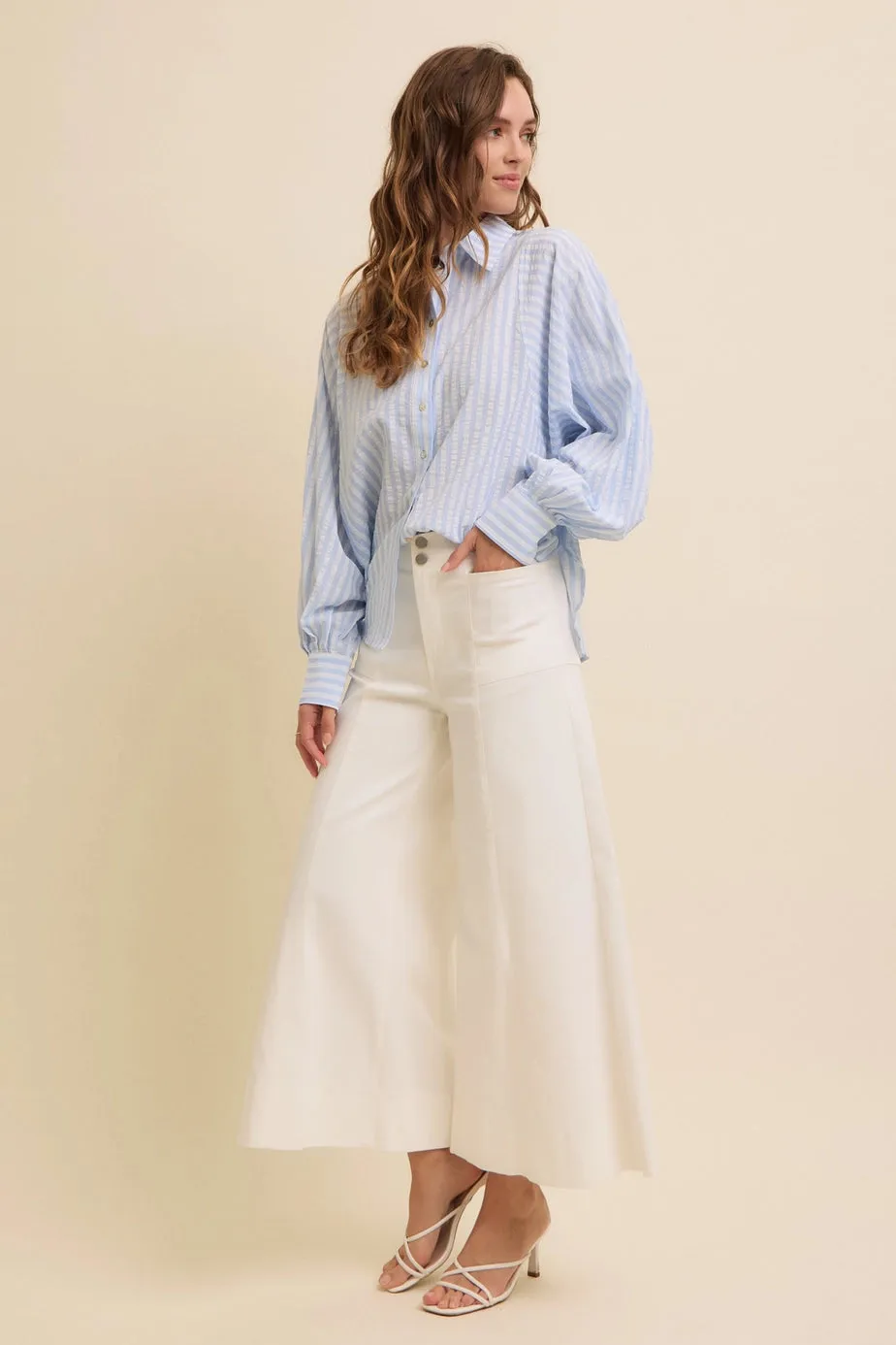 Cropped Wide Leg Stretchy High Waisted Pants