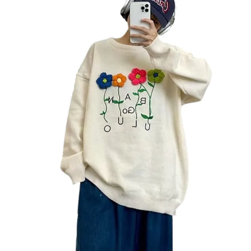 Cute 3D Flower Letter Sweatshirt
