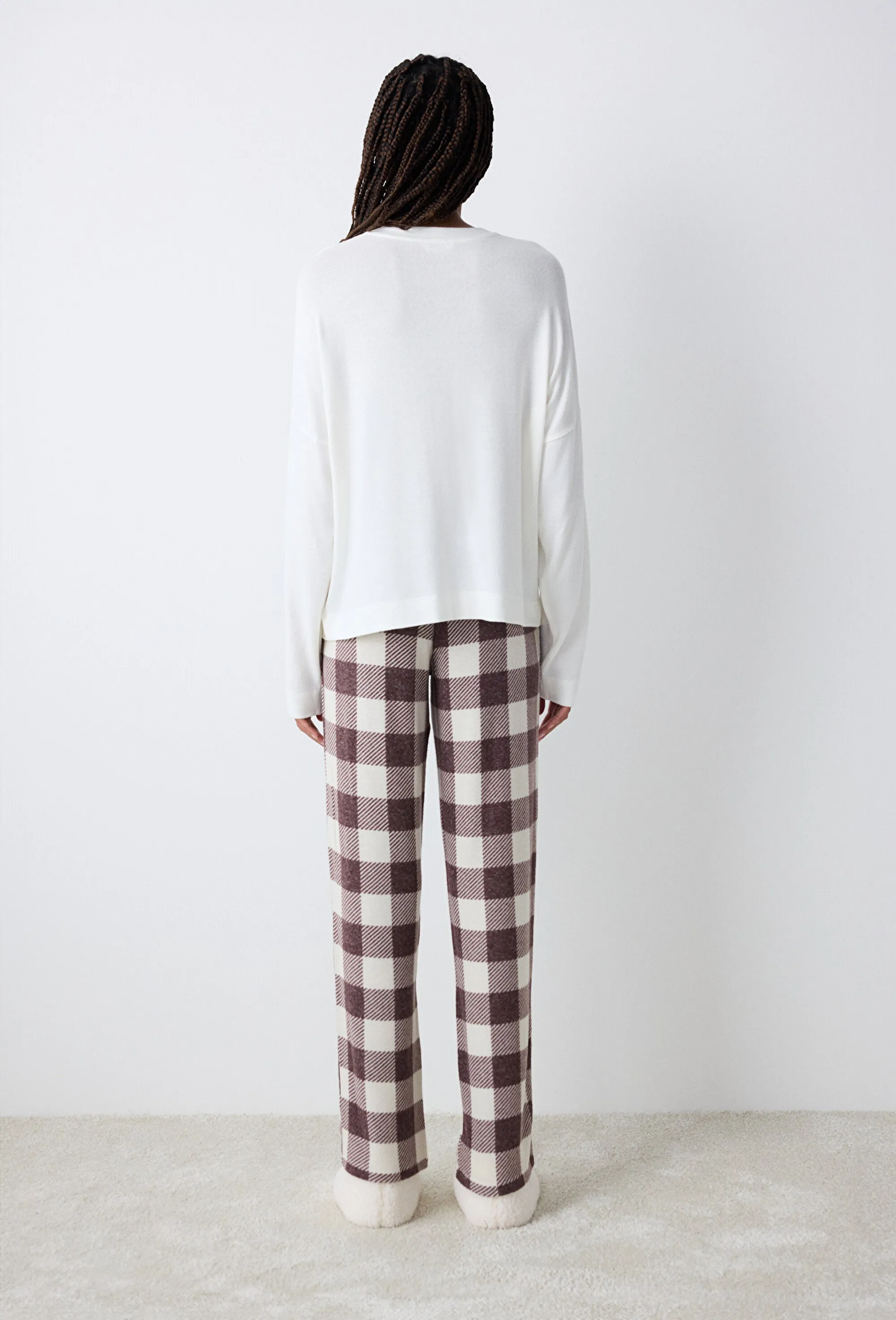 Cute Bear Gingha Brown Pants