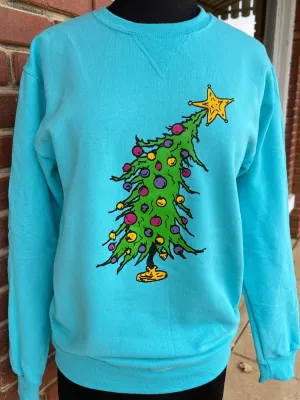 Cutest Christmas Tree Sweatshirt: Aqua
