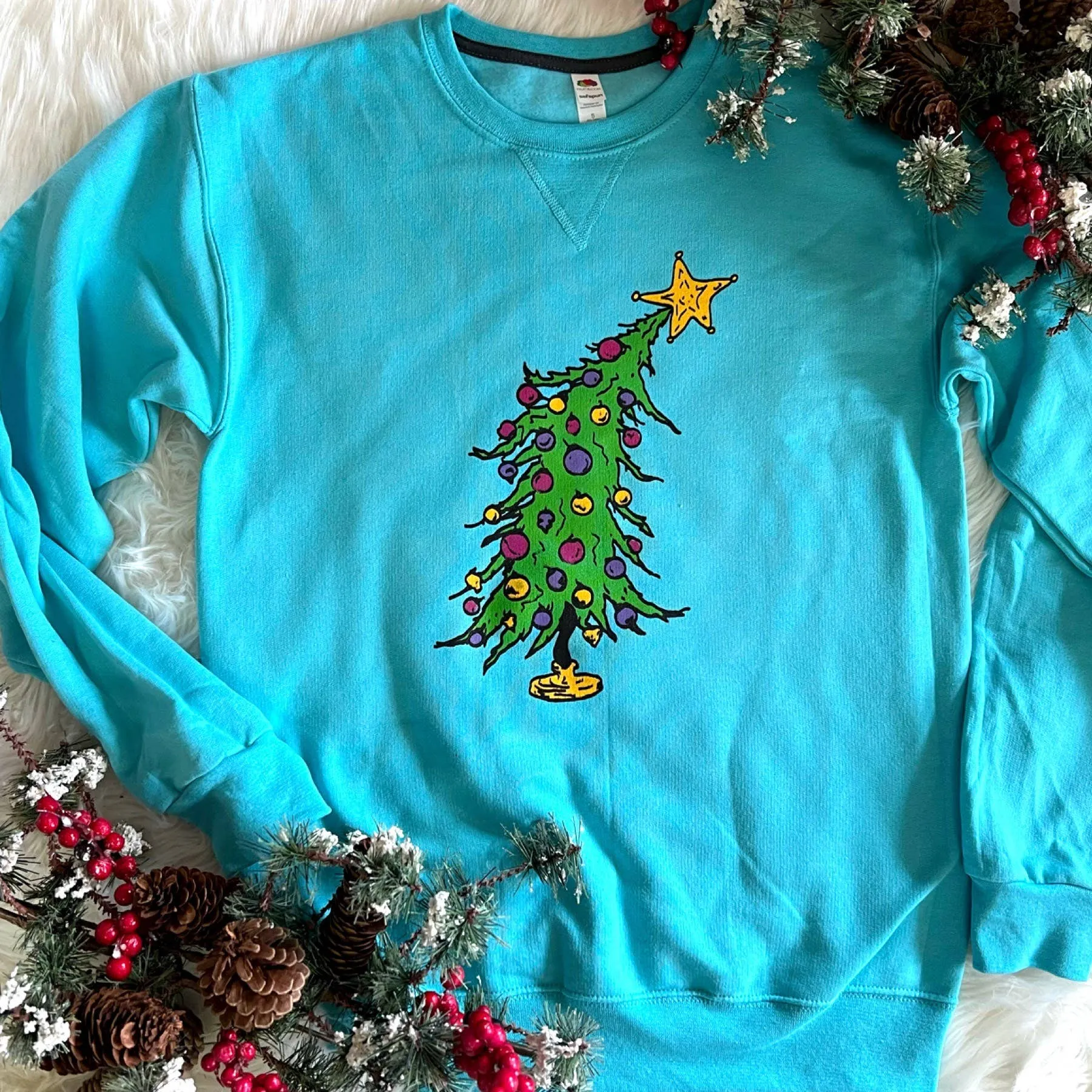 Cutest Christmas Tree Sweatshirt: Aqua