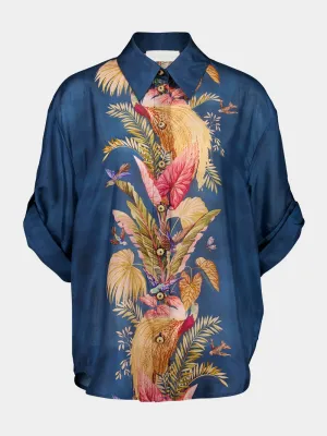 Dark Blue Palm Floral Ascension Shirt