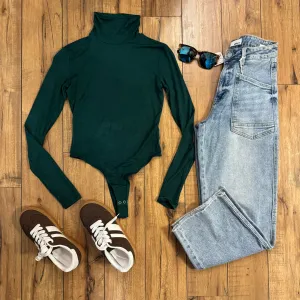 Dark Green Turtleneck Bodysuit