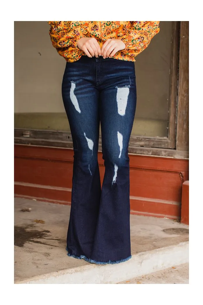 Dark Wash Distressed XTreme Flare