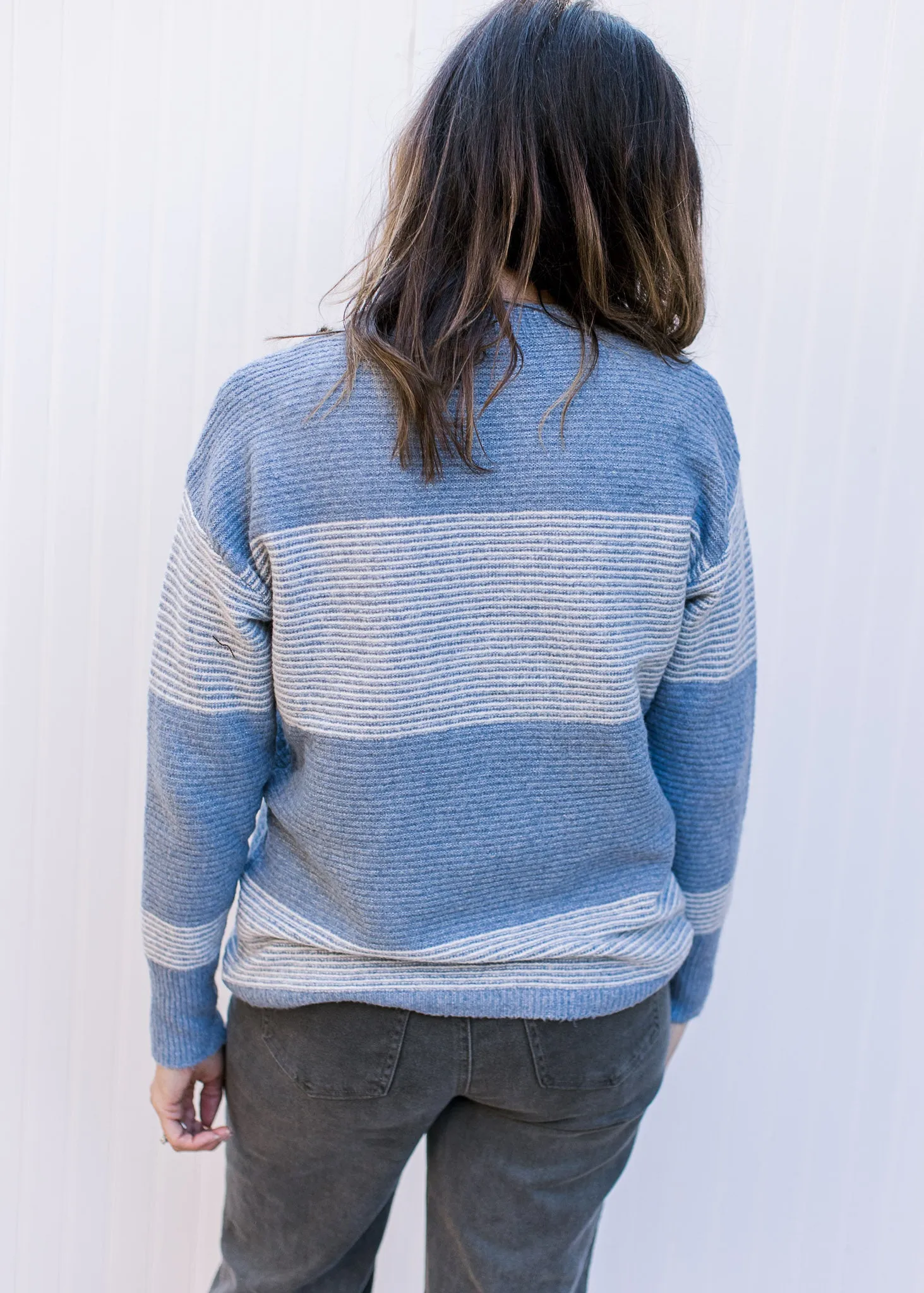 Denim Blue Color Block Sweater B
