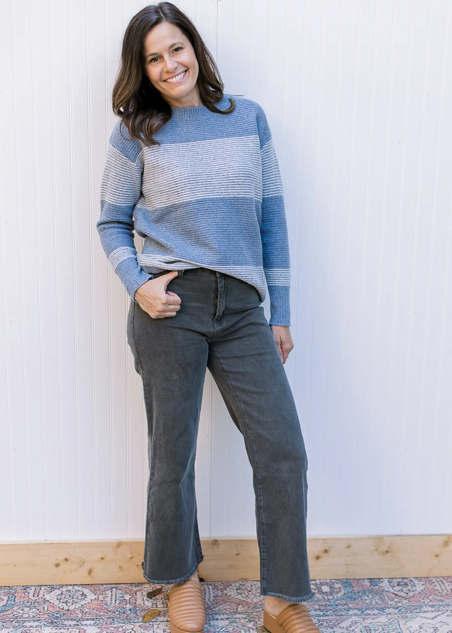 Denim Blue Color Block Sweater B