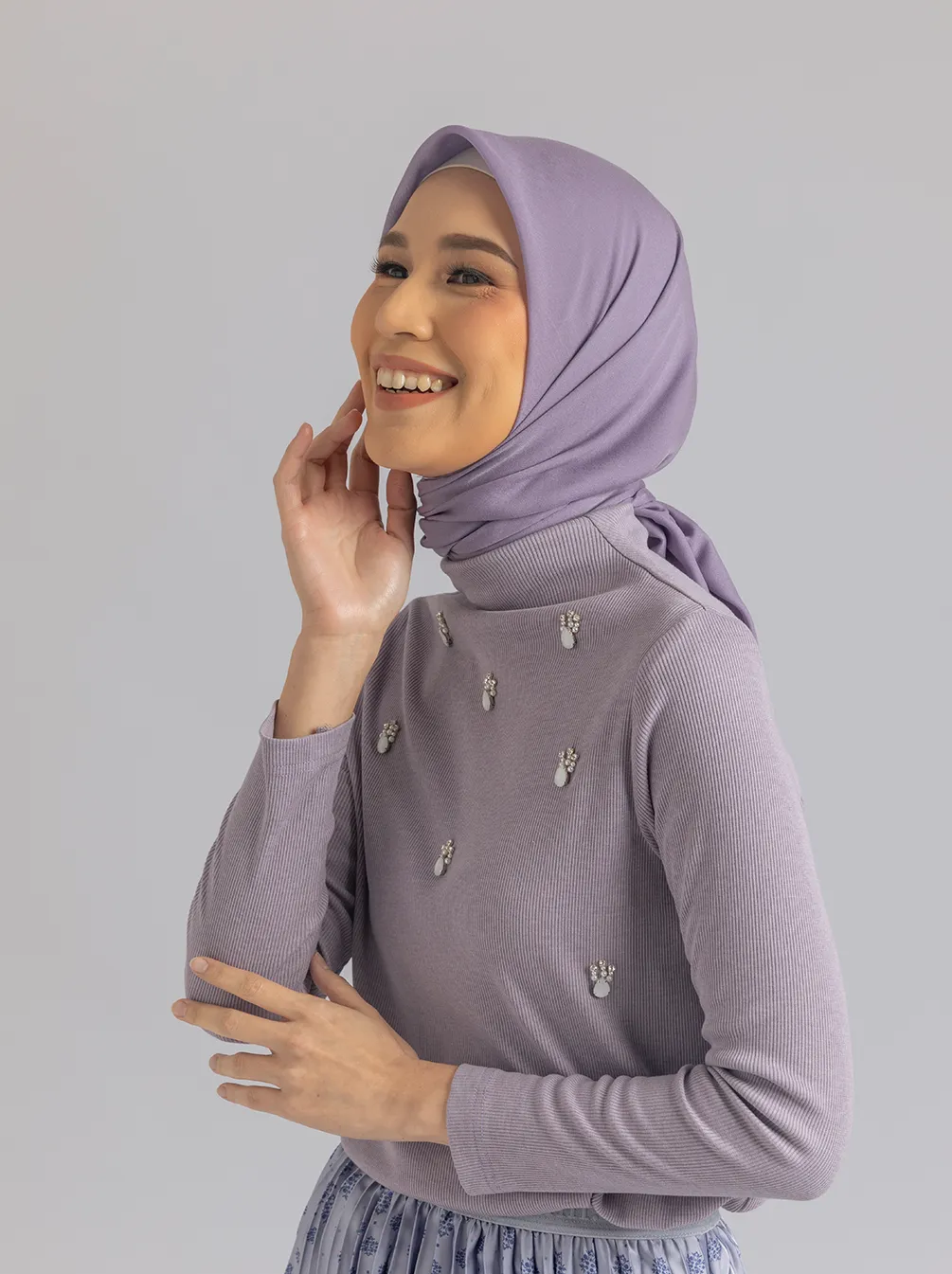 DIVYA EMB TOP LILAC