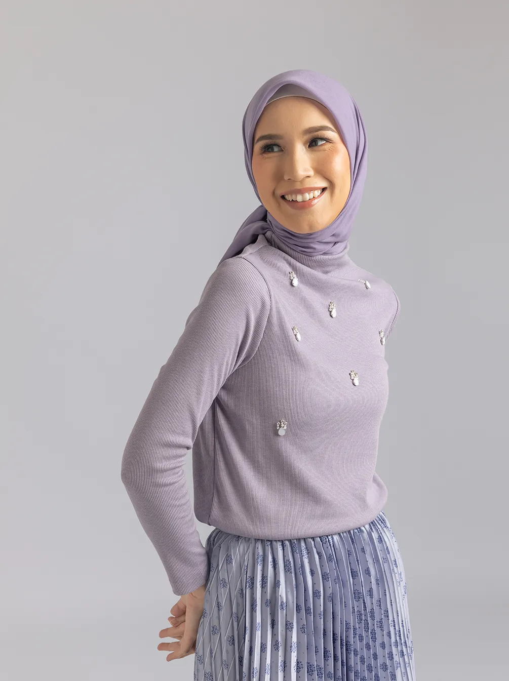DIVYA EMB TOP LILAC