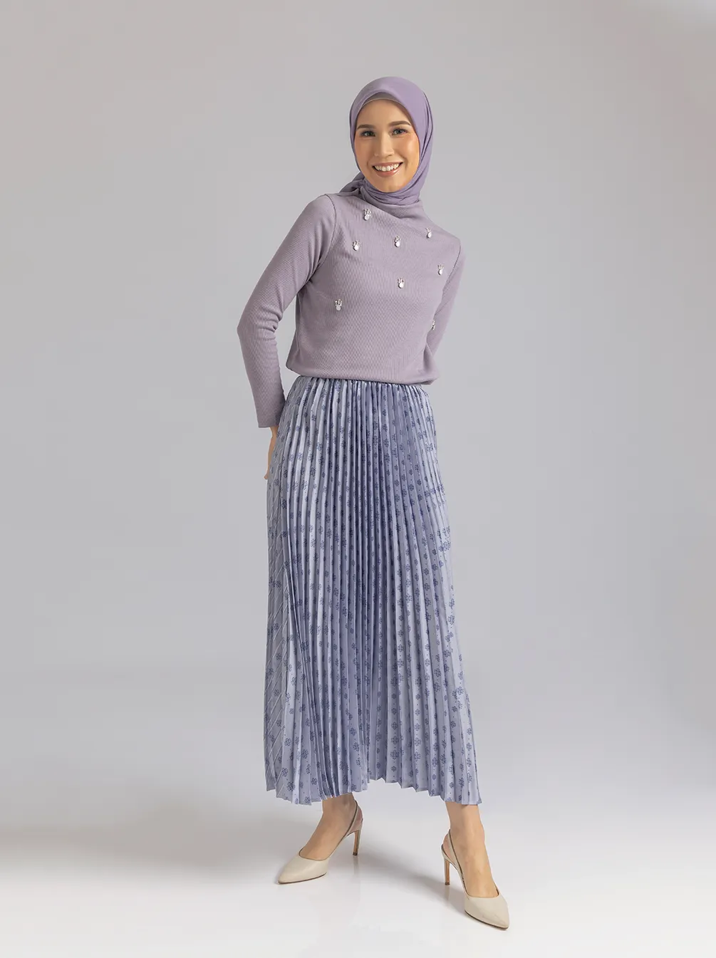 DIVYA EMB TOP LILAC