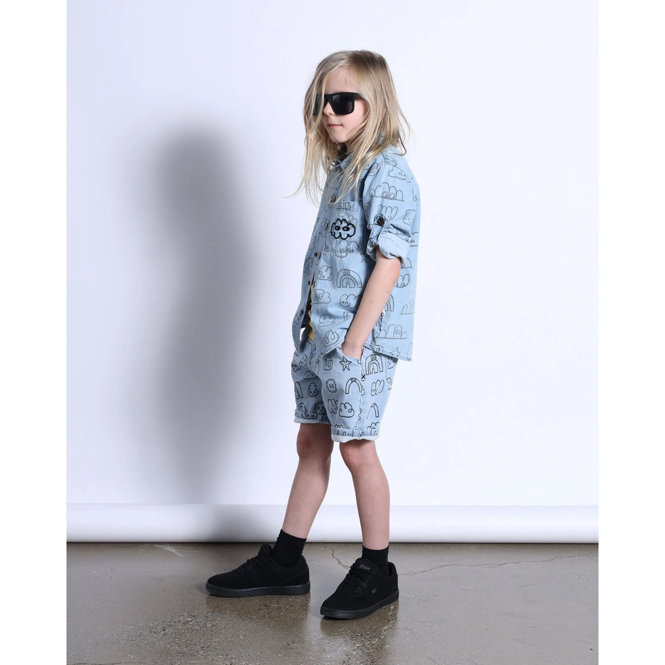 Drawings Denim Short- Washed Blue