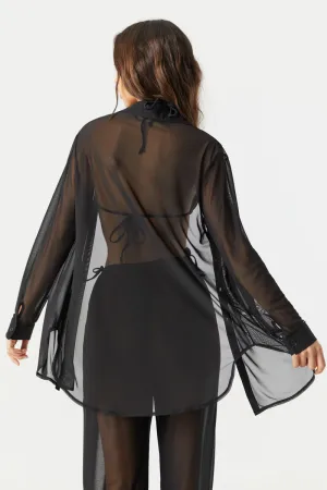 Dubai Oversized Mesh Button-up