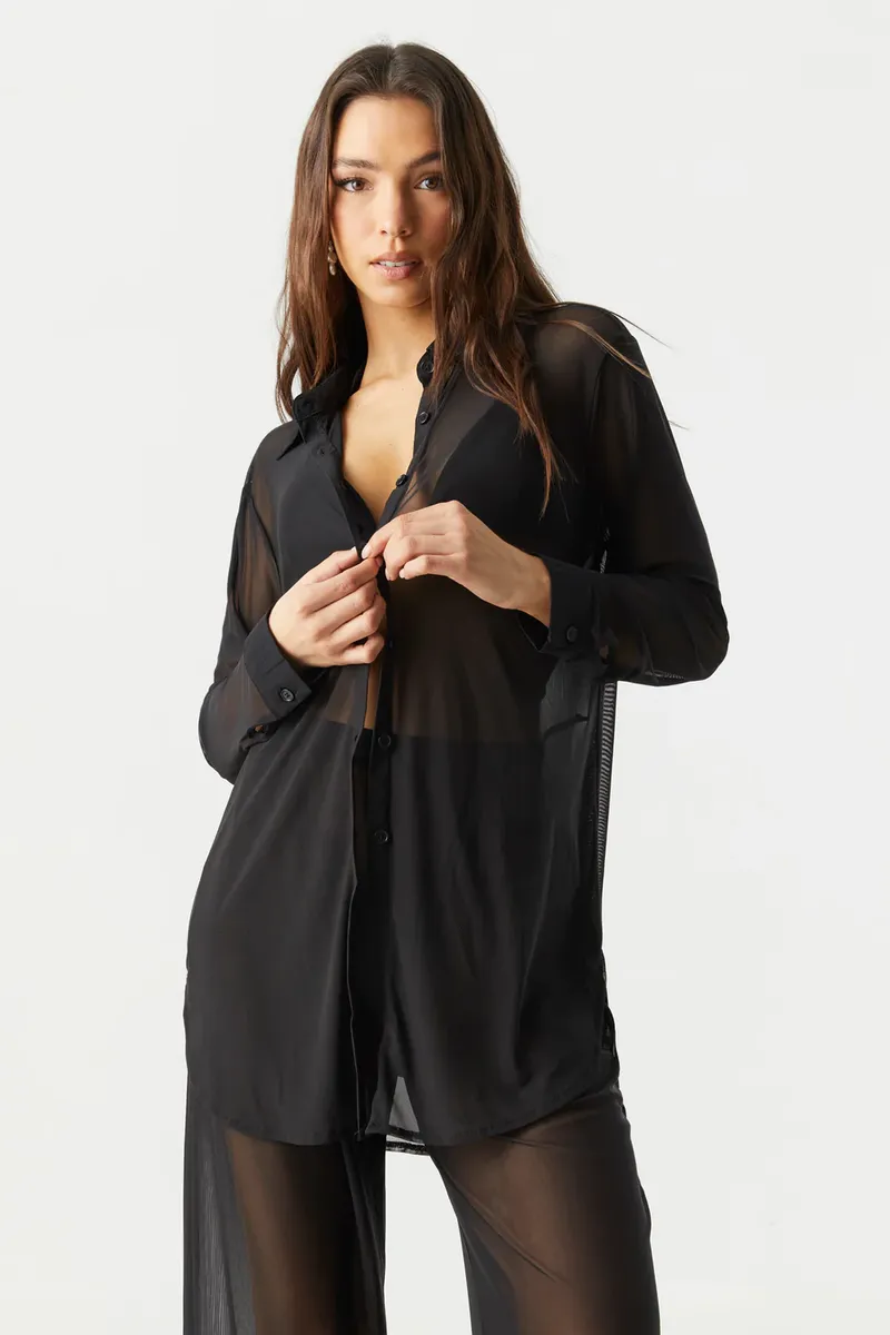 Dubai Oversized Mesh Button-up