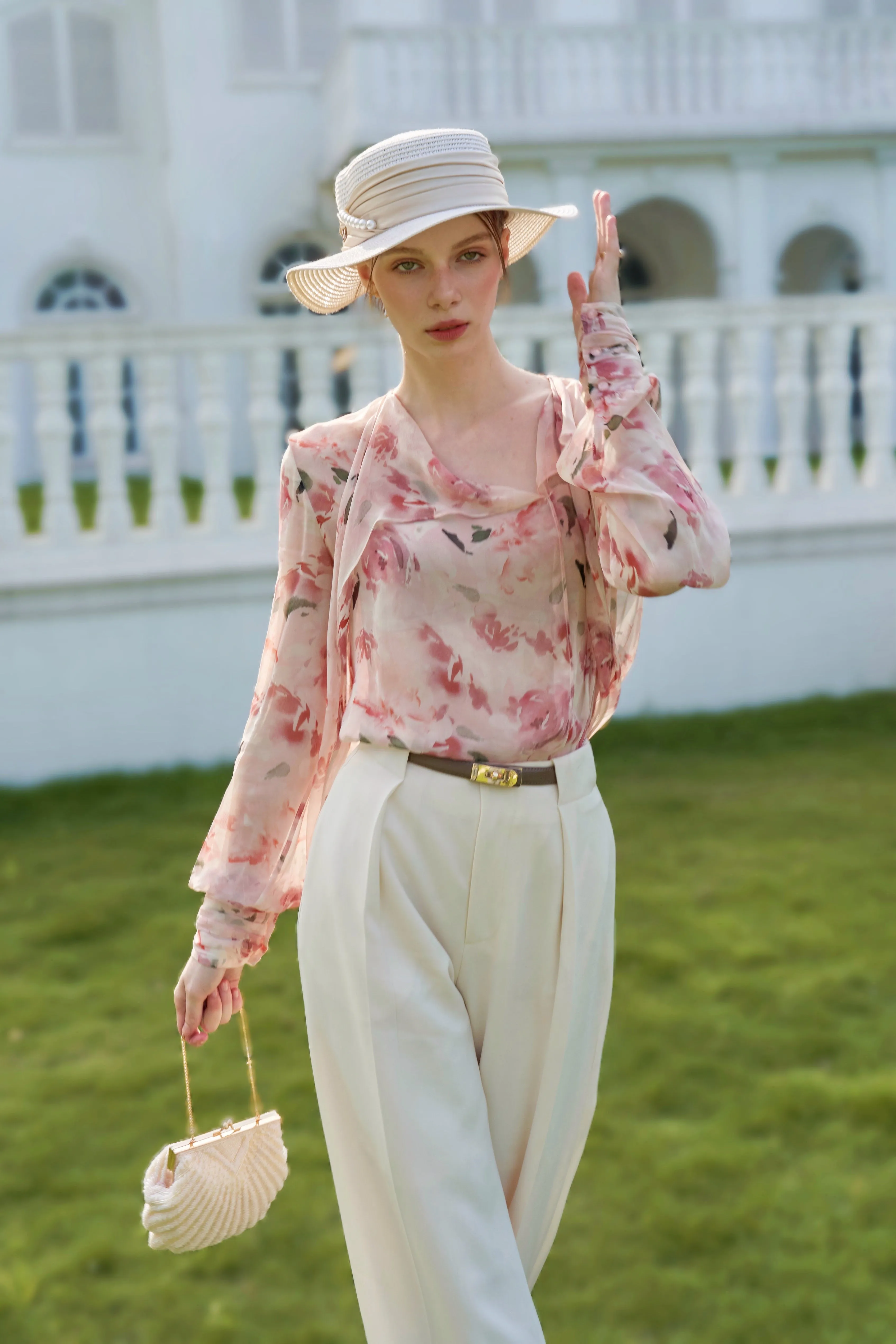 Dusty Rose Silk Chiffon Top