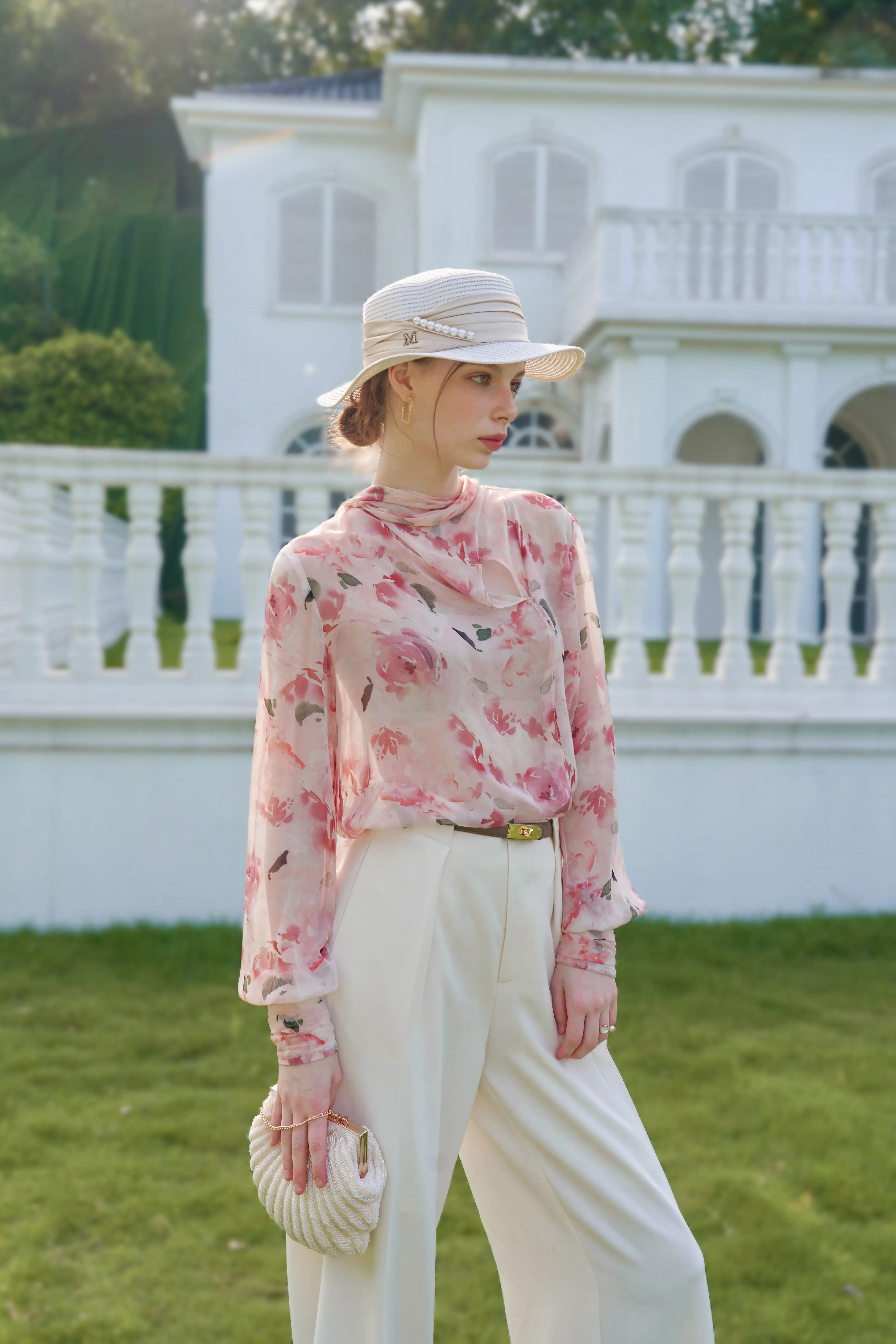 Dusty Rose Silk Chiffon Top