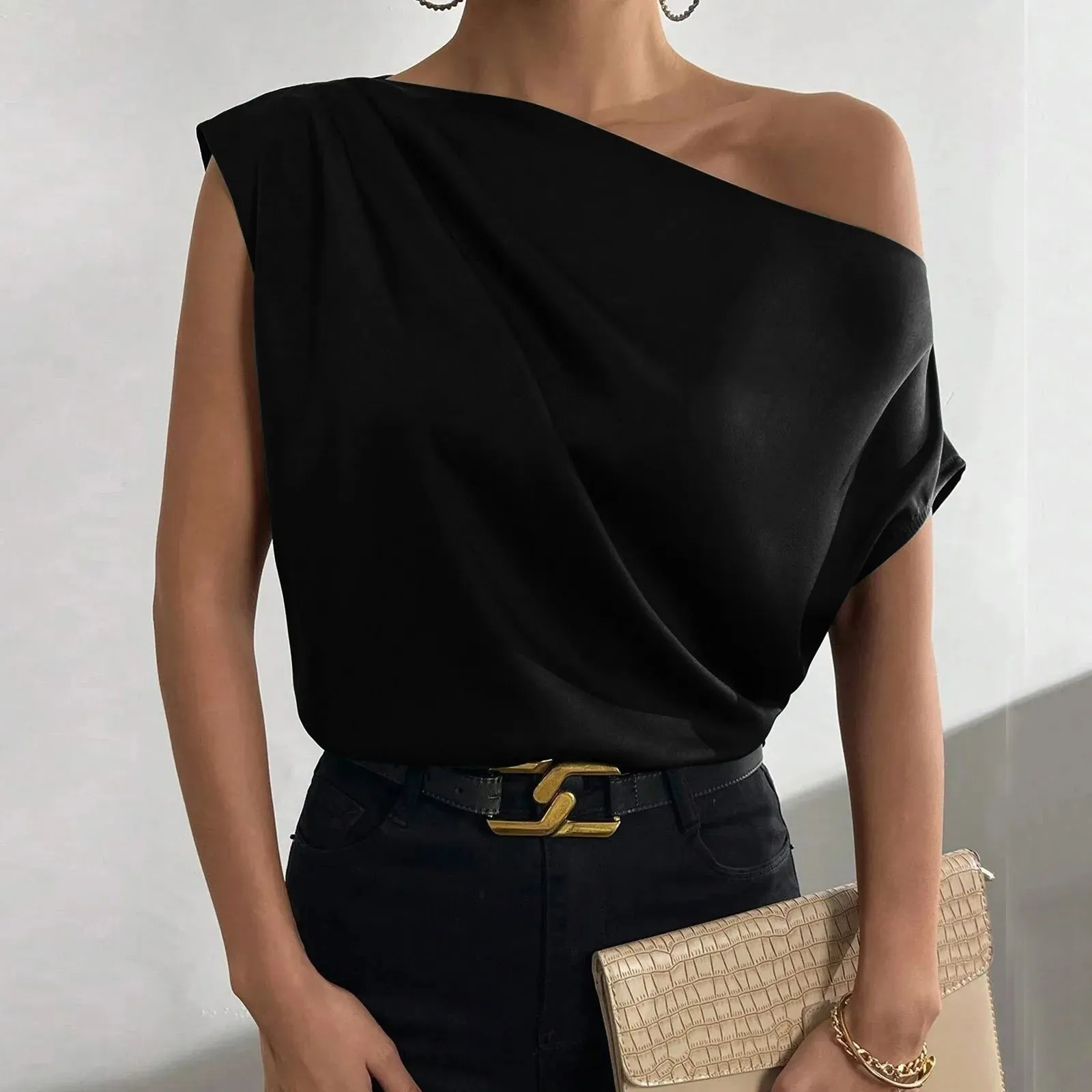 Elena – Stylish Asymmetric Single Shoulder Tank Top for Women