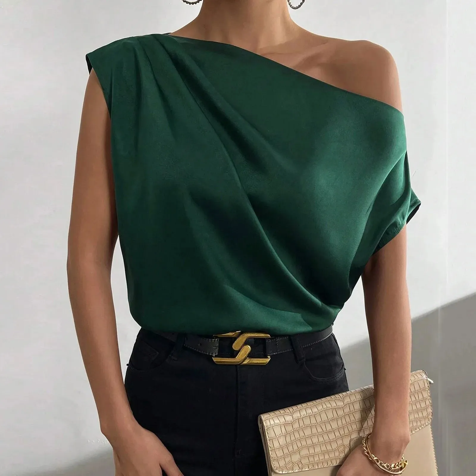 Elena – Stylish Asymmetric Single Shoulder Tank Top for Women