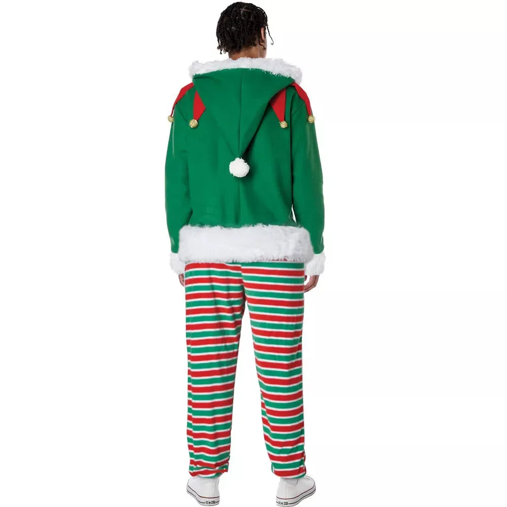 Elf Fleece Jumpsuit Adult Costume