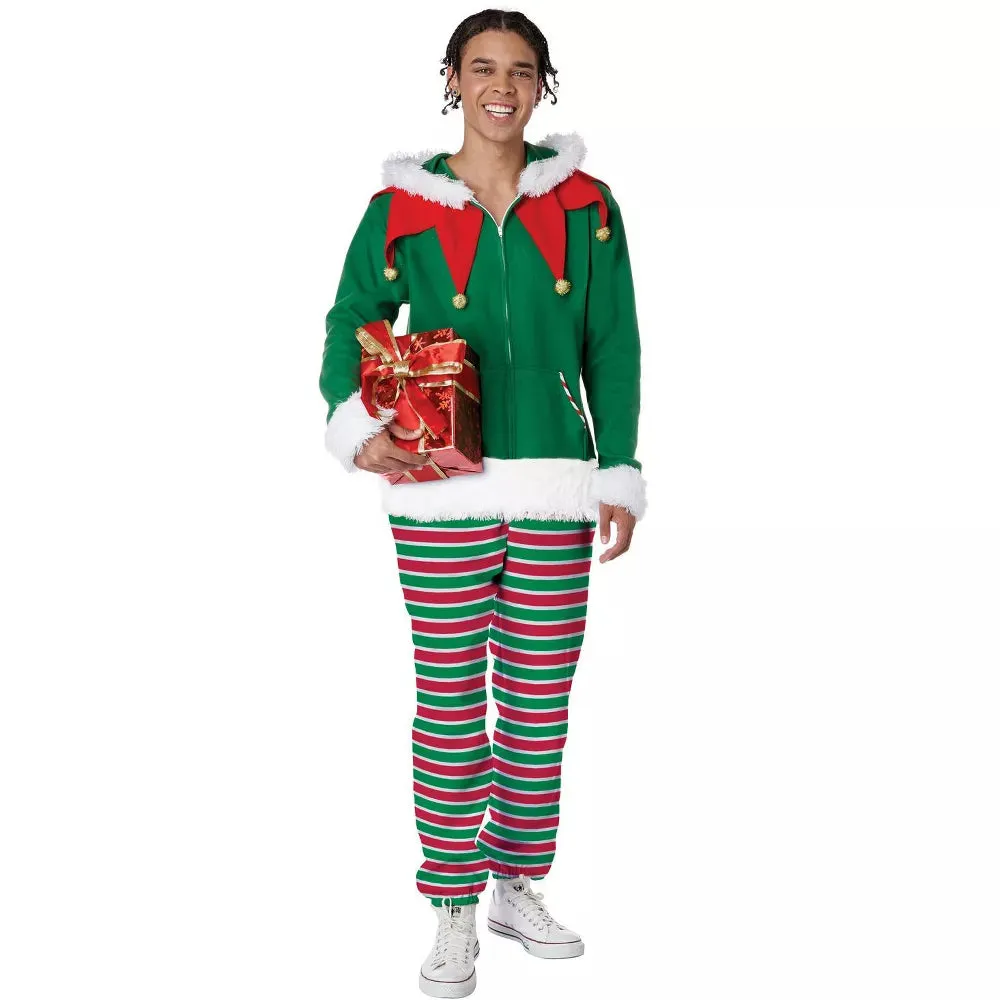 Elf Fleece Jumpsuit Adult Costume